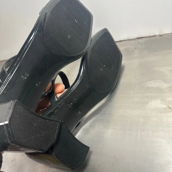 NEW Jeffrey Campbell Block Heel Slide Sandal Jelly Strappy Square Toe Jamm Black