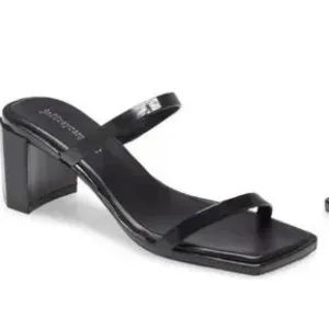 NEW Jeffrey Campbell Block Heel Slide Sandal Jelly Strappy Square Toe Jamm Black