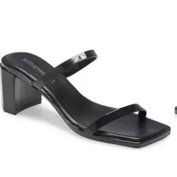 NEW Jeffrey Campbell Block Heel Slide Sandal Jelly Strappy Square Toe Jamm Black