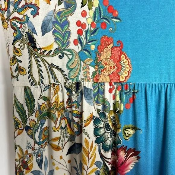 NEW Johnny Was Blu Easy Fit Tank Dress Soft Floral Ombre Blue Multicolor