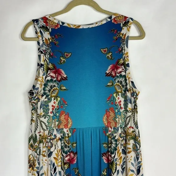NEW Johnny Was Blu Easy Fit Tank Dress Soft Floral Ombre Blue Multicolor