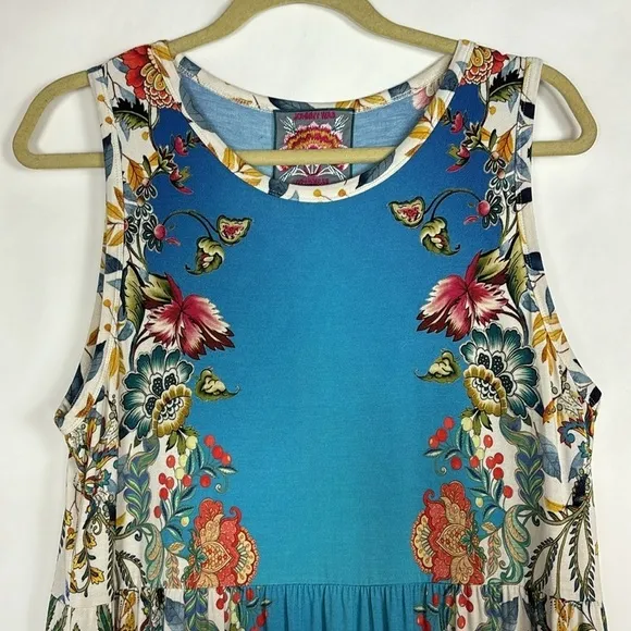 NEW Johnny Was Blu Easy Fit Tank Dress Soft Floral Ombre Blue Multicolor