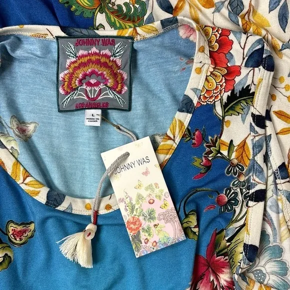 NEW Johnny Was Blu Easy Fit Tank Dress Soft Floral Ombre Blue Multicolor