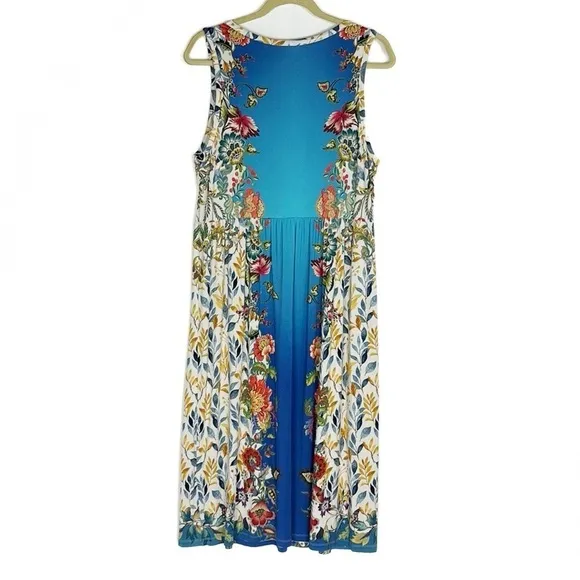 NEW Johnny Was Blu Easy Fit Tank Dress Soft Floral Ombre Blue Multicolor
