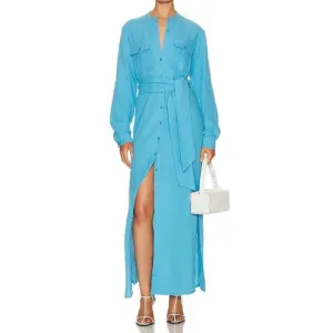 NEW JONATHAN SIMKHAI esther cotton shirt dress in azul