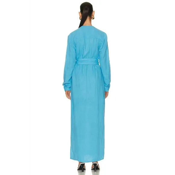 NEW JONATHAN SIMKHAI esther cotton shirt dress in azul