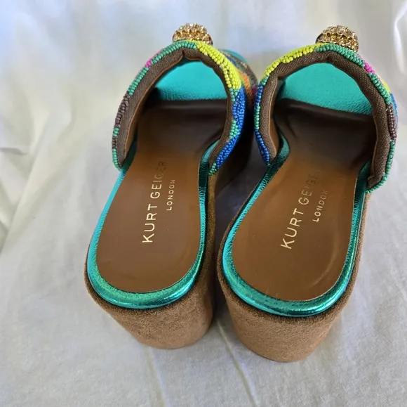 NEW Kurt Geiger London, the Kensington Slip On Wedge Mule Sandals