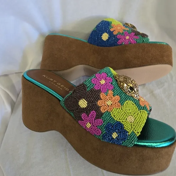 NEW Kurt Geiger London, the Kensington Slip On Wedge Mule Sandals