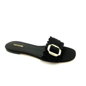 NEW Larroude Ivy Broderie Flat Mule Sandals Womens 8.5 Rafia Chic Preppy Casual