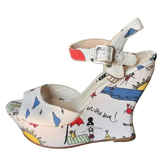 NEW Limited Edition Alice   Olivia Stella Travel Wedge Sandals size 6,5