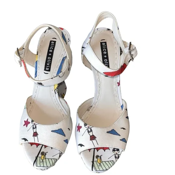 NEW Limited Edition Alice   Olivia Stella Travel Wedge Sandals size 6,5