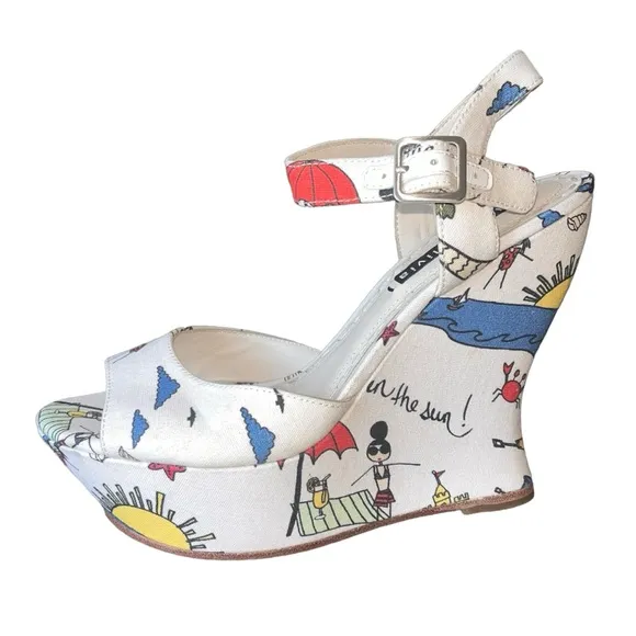 NEW Limited Edition Alice   Olivia Stella Travel Wedge Sandals size 6,5