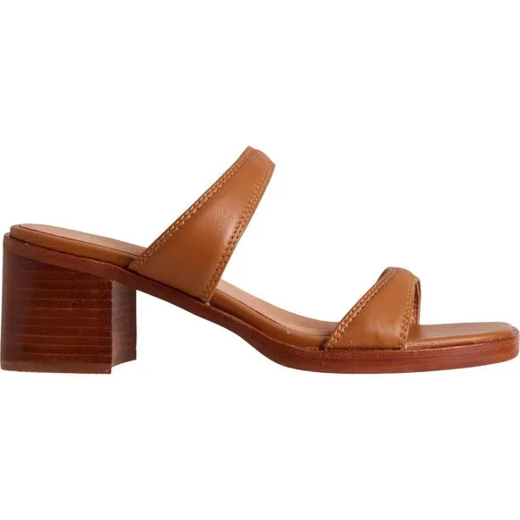 New MADEWELL The Saige Double-Strap Sandal in Leather in Desert Camel 253