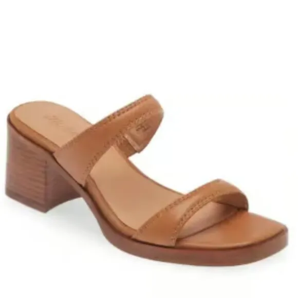 New MADEWELL The Saige Double-Strap Sandal in Leather in Desert Camel 253