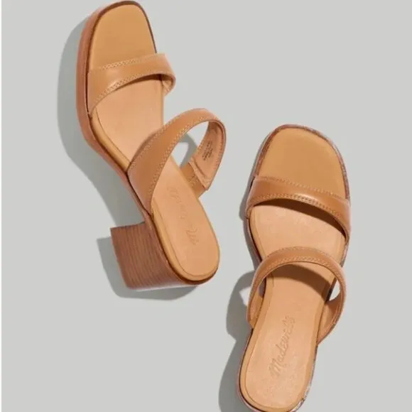 New MADEWELL The Saige Double-Strap Sandal in Leather in Desert Camel 254