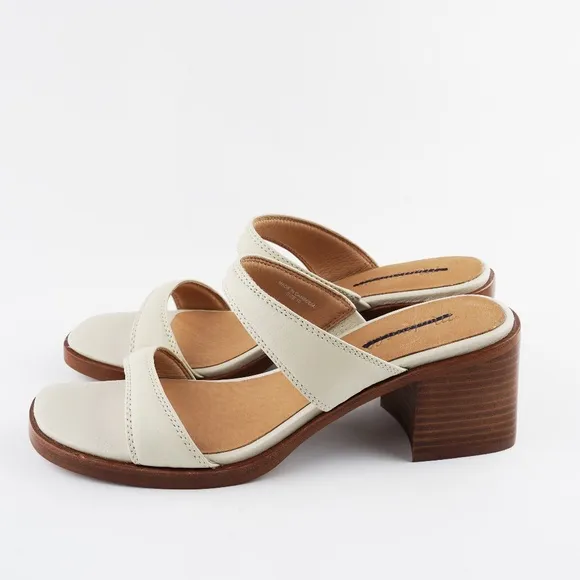 New MADEWELL The Saige Double-Strap Sandal in Leather in Pale Oyster