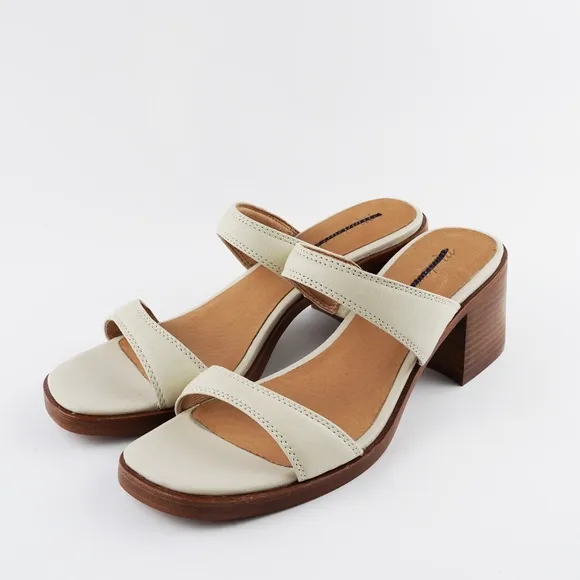 New MADEWELL The Saige Double-Strap Sandal in Leather in Pale Oyster