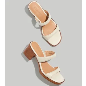 New MADEWELL The Saige Double-Strap Sandal in Leather in Pale Oyster