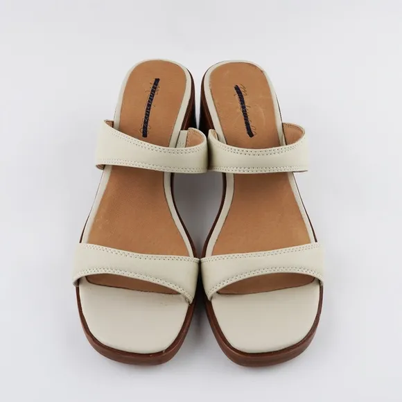New MADEWELL The Saige Double-Strap Sandal in Leather in Pale Oyster