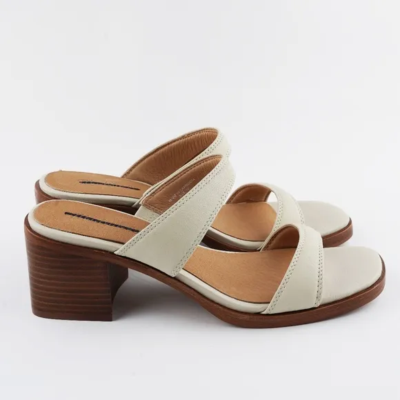 New MADEWELL The Saige Double-Strap Sandal in Leather in Pale Oyster