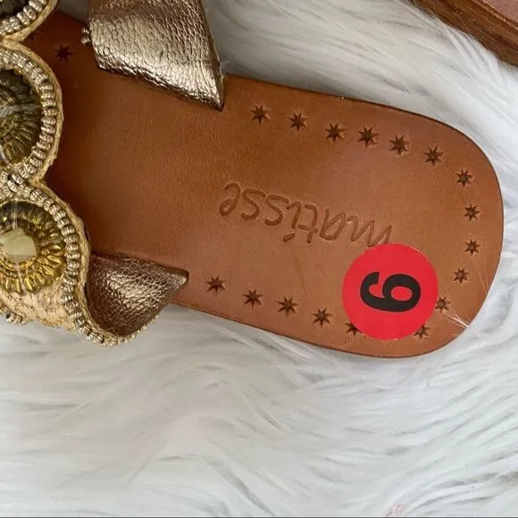 NEW! Matisse Frida Brown Leather Embellished Slip On Thong Sandals 9