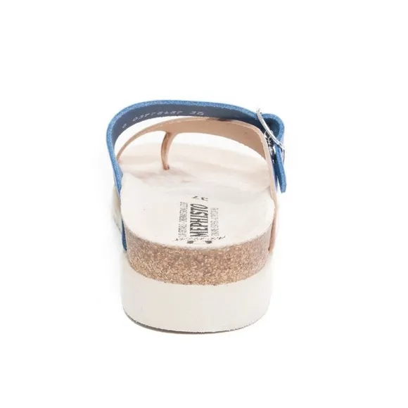 New! Mephisto Women's Helen Mix Leather Thong Sandals Sky Blue Sz 38 US 8 $159