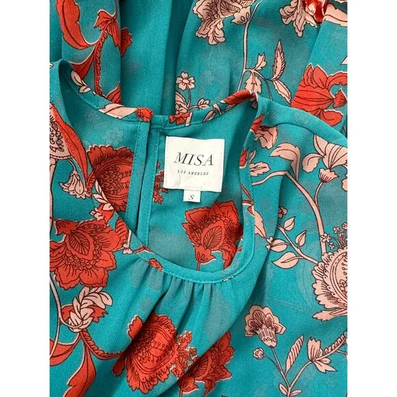 NEW MISA Camila Dress Talitha Paisley Combo Long Sleeve Ruffled Mini Dress Small
