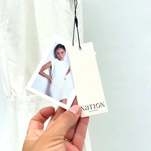 New Nation LTD Jac Muscle Tank Dress Porcelain Ivory White Shirt Mini Small