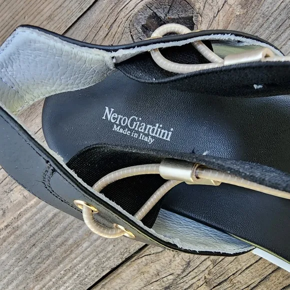 New NeroGiardini Art. E410700D-100 Women’s Leather and Canvas Sandals