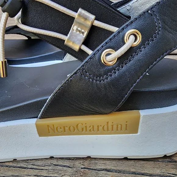 New NeroGiardini Art. E410700D-100 Women’s Leather and Canvas Sandals