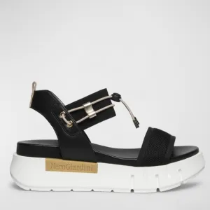 New NeroGiardini Art. E410700D-100 Women’s Leather and Canvas Sandals