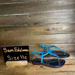 New NIB Childrens Little‎ Kids Sam Edelman Gigi Blue Leather Sandals Size 11 C