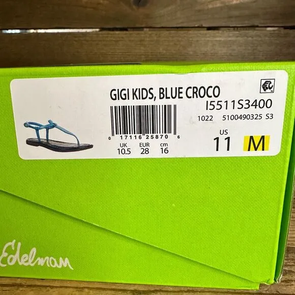 New NIB Childrens Little‎ Kids Sam Edelman Gigi Blue Leather Sandals Size 11 C