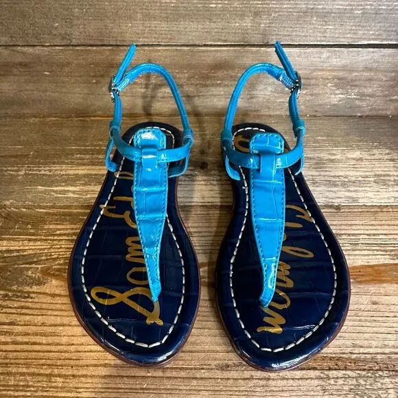 New NIB Childrens Little‎ Kids Sam Edelman Gigi Blue Leather Sandals Size 11 C