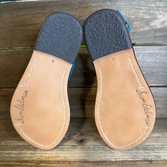 New NIB Childrens Little‎ Kids Sam Edelman Gigi Blue Leather Sandals Size 11 C