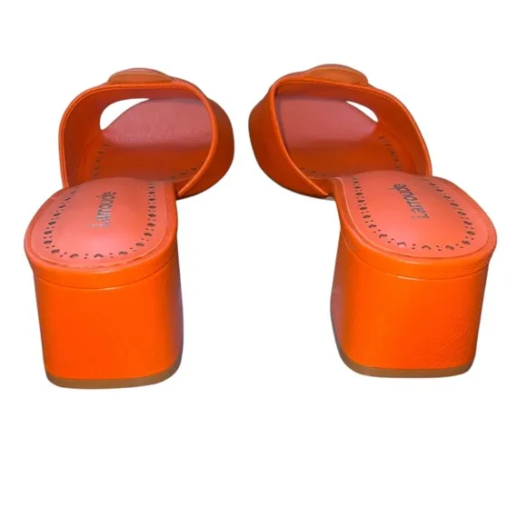 NEW NWOB Larroude Flora Block Heel Mule Sandals In Orange