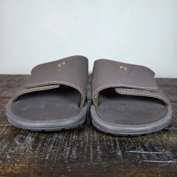 NEW OluKai Nalu Slide Mens Size 8 Slip On Flip Flops Beach Sandals Foam Brown
