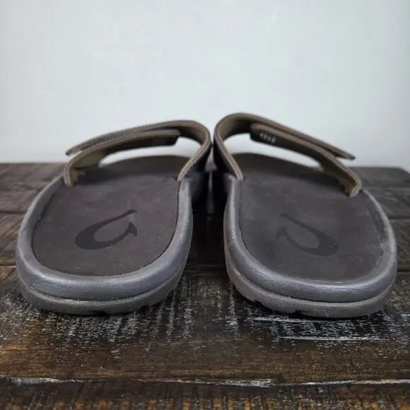 NEW OluKai Nalu Slide Mens Size 8 Slip On Flip Flops Beach Sandals Foam Brown