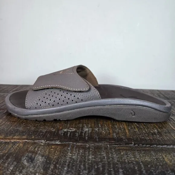 NEW OluKai Nalu Slide Mens Size 8 Slip On Flip Flops Beach Sandals Foam Brown