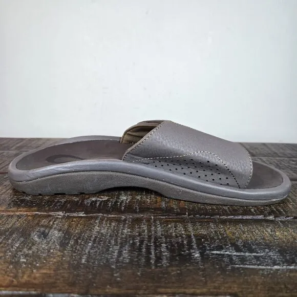 NEW OluKai Nalu Slide Mens Size 8 Slip On Flip Flops Beach Sandals Foam Brown