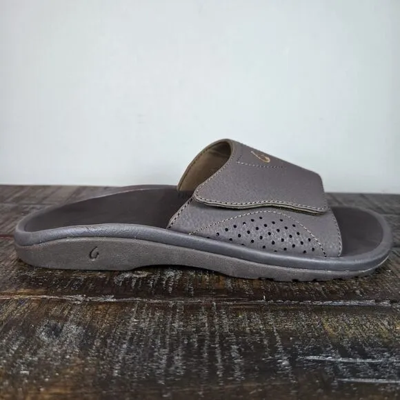 NEW OluKai Nalu Slide Mens Size 8 Slip On Flip Flops Beach Sandals Foam Brown