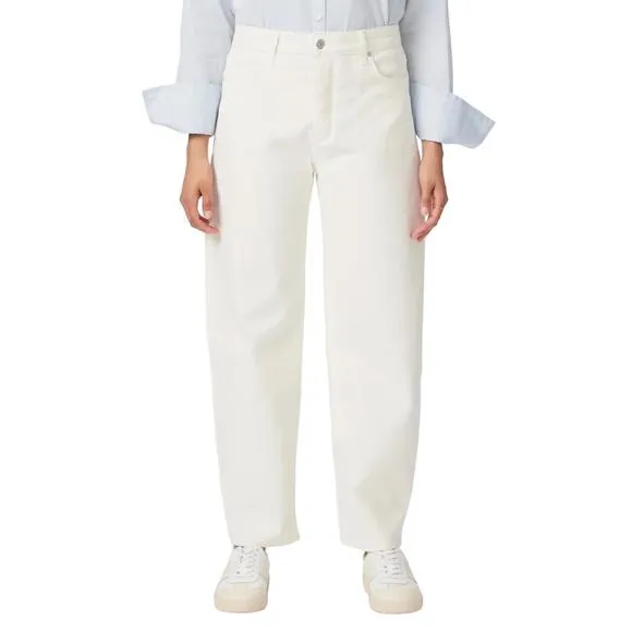 NEW PAIGE alexis high rise barrel leg jean in tonal ecru
