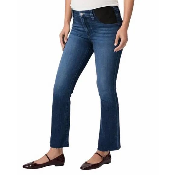 NEW PAIGE claudine maternity with raw hem jeans in sail away