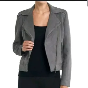 NEW Philosophy Faux Suede Leather Moto Jacket Small Crop Heavy Coat Spring Boho