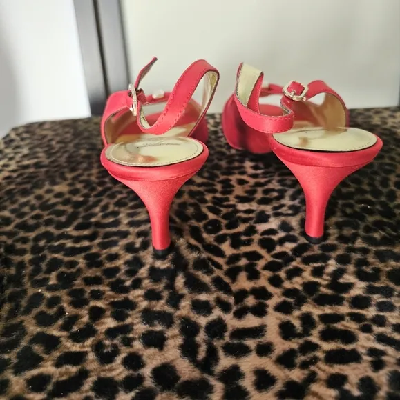NEW RED SATIN DRESS SANDALS SIZE 12