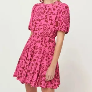 NEW RHODE GEORGIA PINK DRESS IN CALEDONIA MAGIC PRINT SIZE M