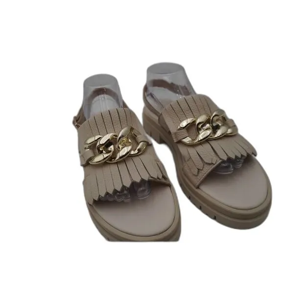 New Ron White &quot;Shalona&quot; Sporty Sandals in Oyster/off white cushion/chain size 40