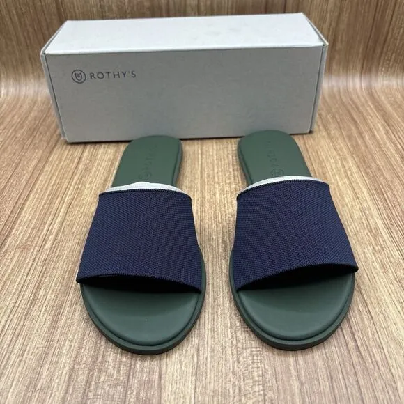 NEW Rothy’s The Slide Womens Size US 7.5 Maritime Navy Slip On Sandals Retired