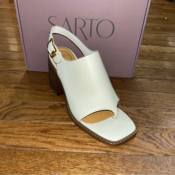 NEW Sarto by Franco Sarto Atlas Slingback Sandals Ivory &amp; Tan Women’s Size 8