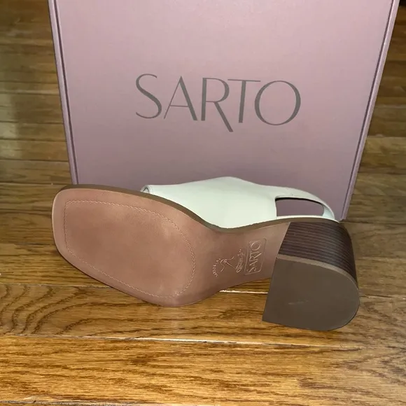 NEW Sarto by Franco Sarto Atlas Slingback Sandals Ivory &amp; Tan Women’s Size 8
